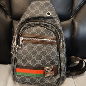 Jingpin Gray Canvas Men's Sling Messenger Bag